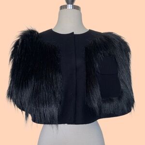 Armani cropped faux fur cape